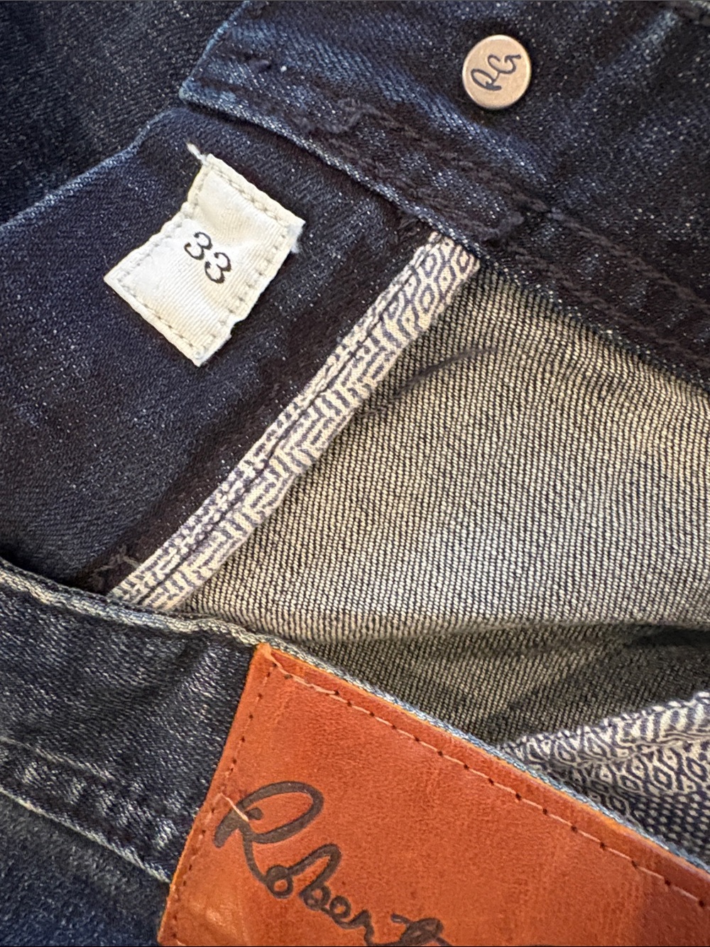 Robert Graham Slim Straight Jeans Men’s 33/31 Dark Wash Premium Stretch Denim - Picture 3 of 10